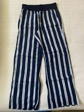 Lands' End Navy and White Striped Pants
